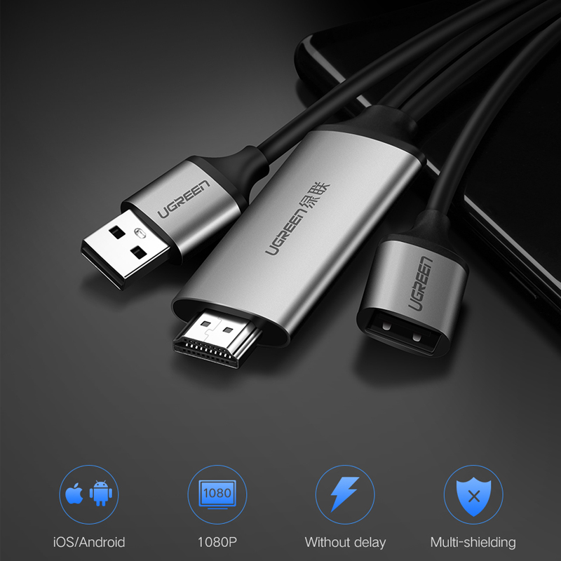 Cáp Chuyển Đổi USB (Micro, Lightning, Type-C) Sang HDMI UGREEN 50291 Chính Hãng