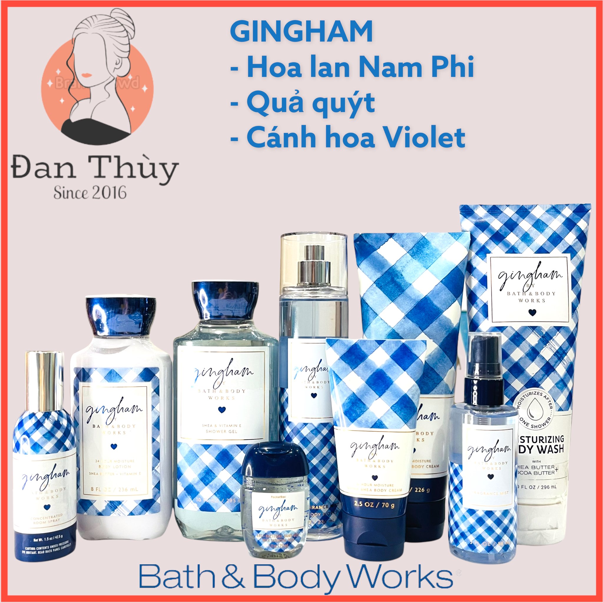GINGHAM Xịt Thơm Tắm Dưỡng BATH & BODY WORKS 236ml (hàng Mỹ)