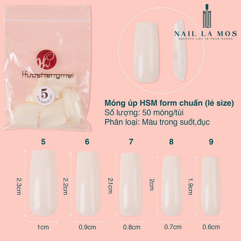 Móng úp HSM lẻ size phom chuẩn (size từ 5 6 7 8 9)