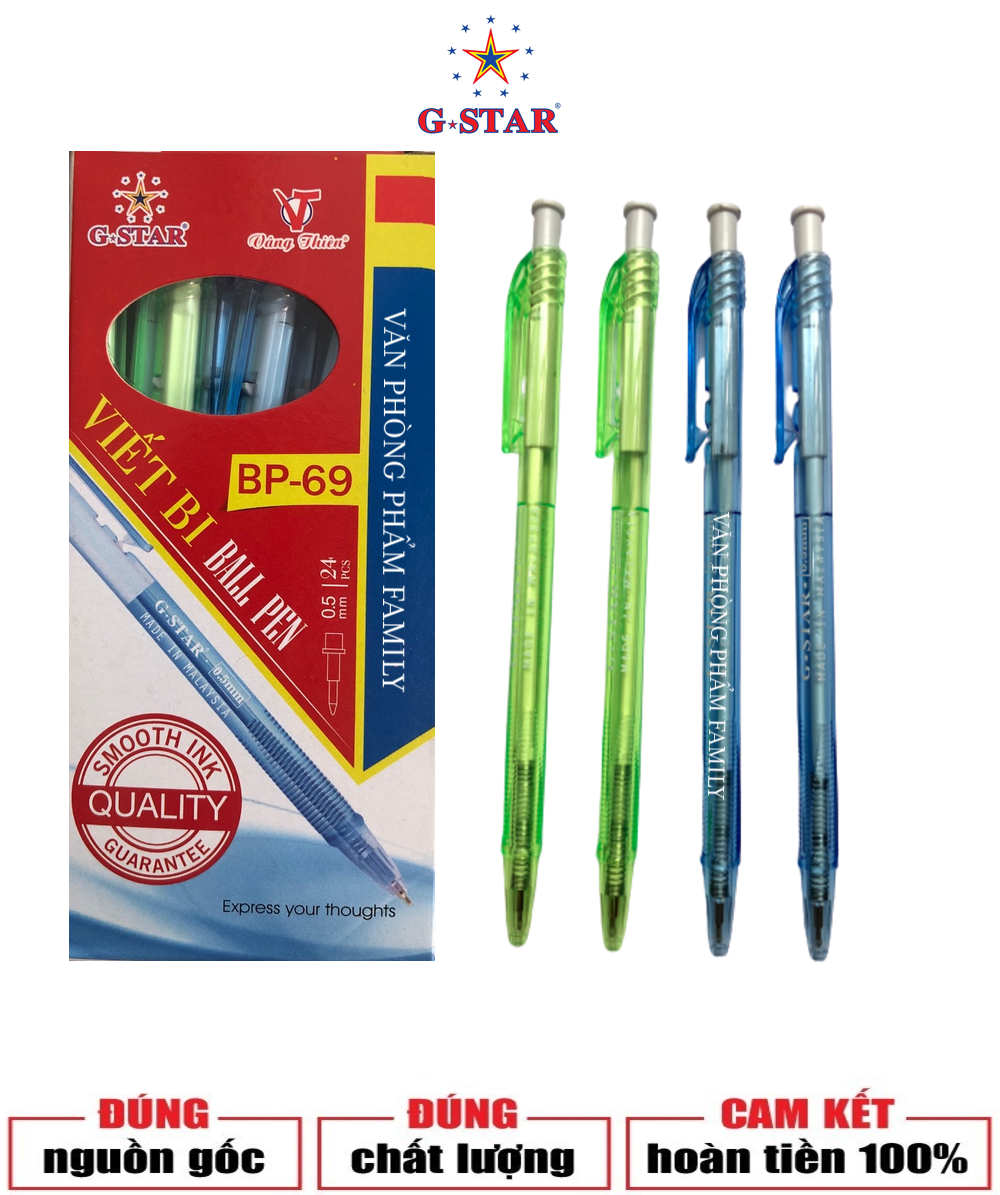 Hộp 24 cây viết bi bấm G-STAR B69 chính hãng cao cấp Đầu bi: 0.5mm, sản xuất tại Thụy Sĩ