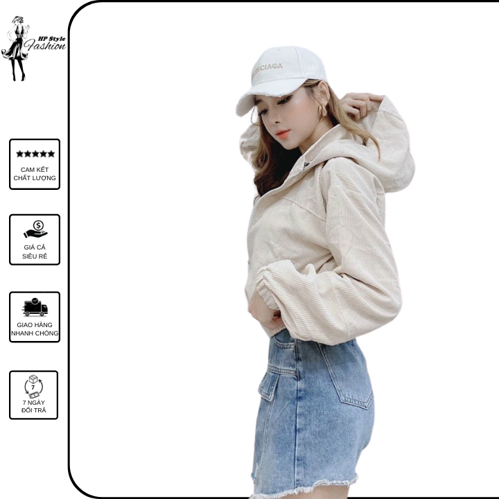 Áo khoác nữ nhung gân form lửng mẫu trơn basic dễ mặc dễ phối đồ
