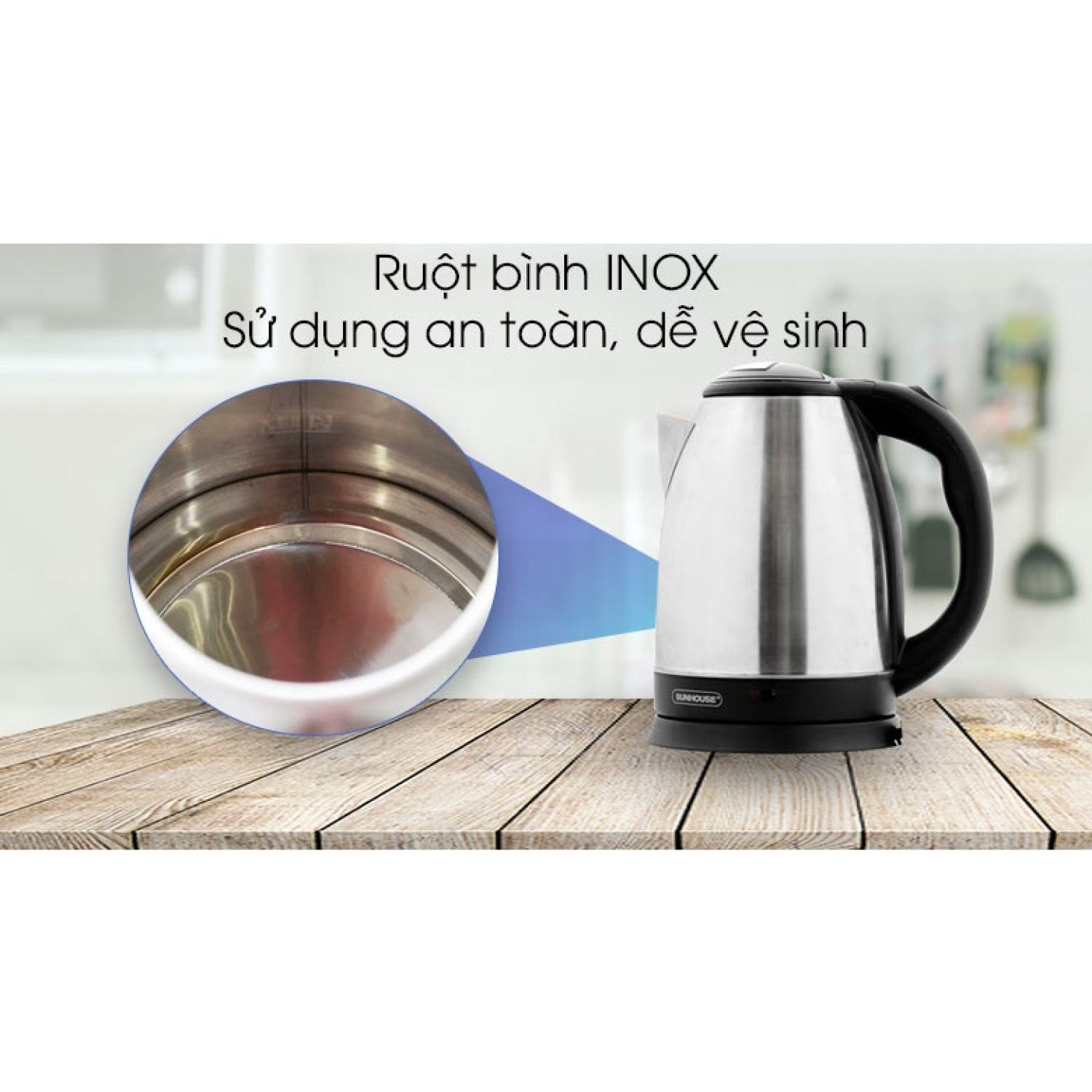 Ấm siêu tốc inox SUNHOUSE SHD1182