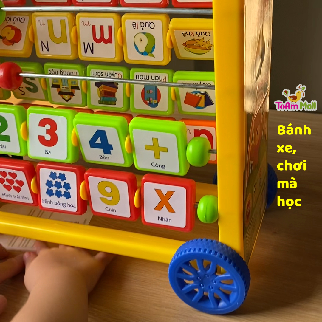Gấu Con Chăm Học 8 in 1 - Kệ học chữ cái, chữ số đa năng - Bé chơi và nhận biết đồ vật, con vật, số đếm từ 1 tuổi qua hình ảnh