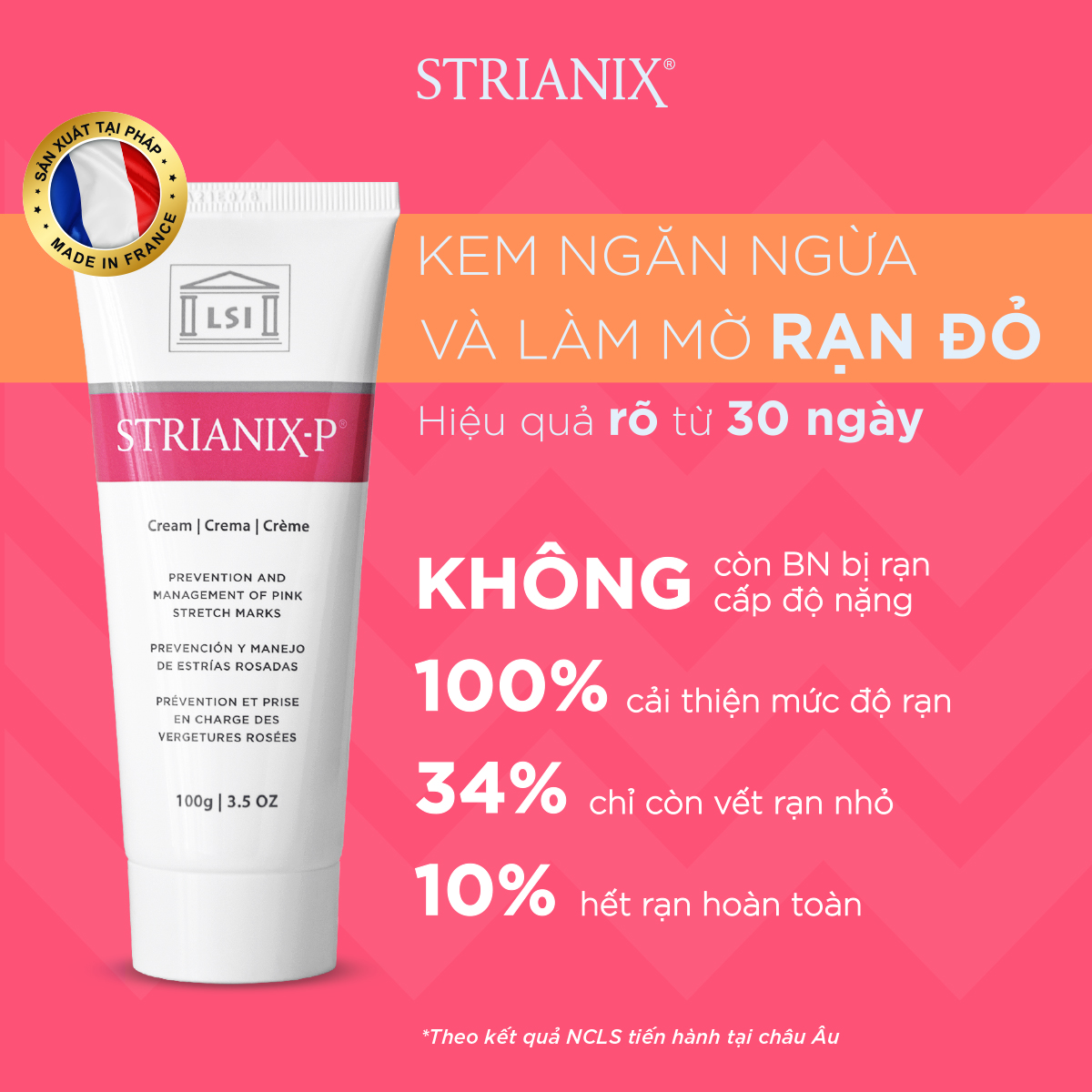 Set 2 tuýp 100g kem rạn STRIANIX-P phòng và làm mờ RẠN ĐỎ