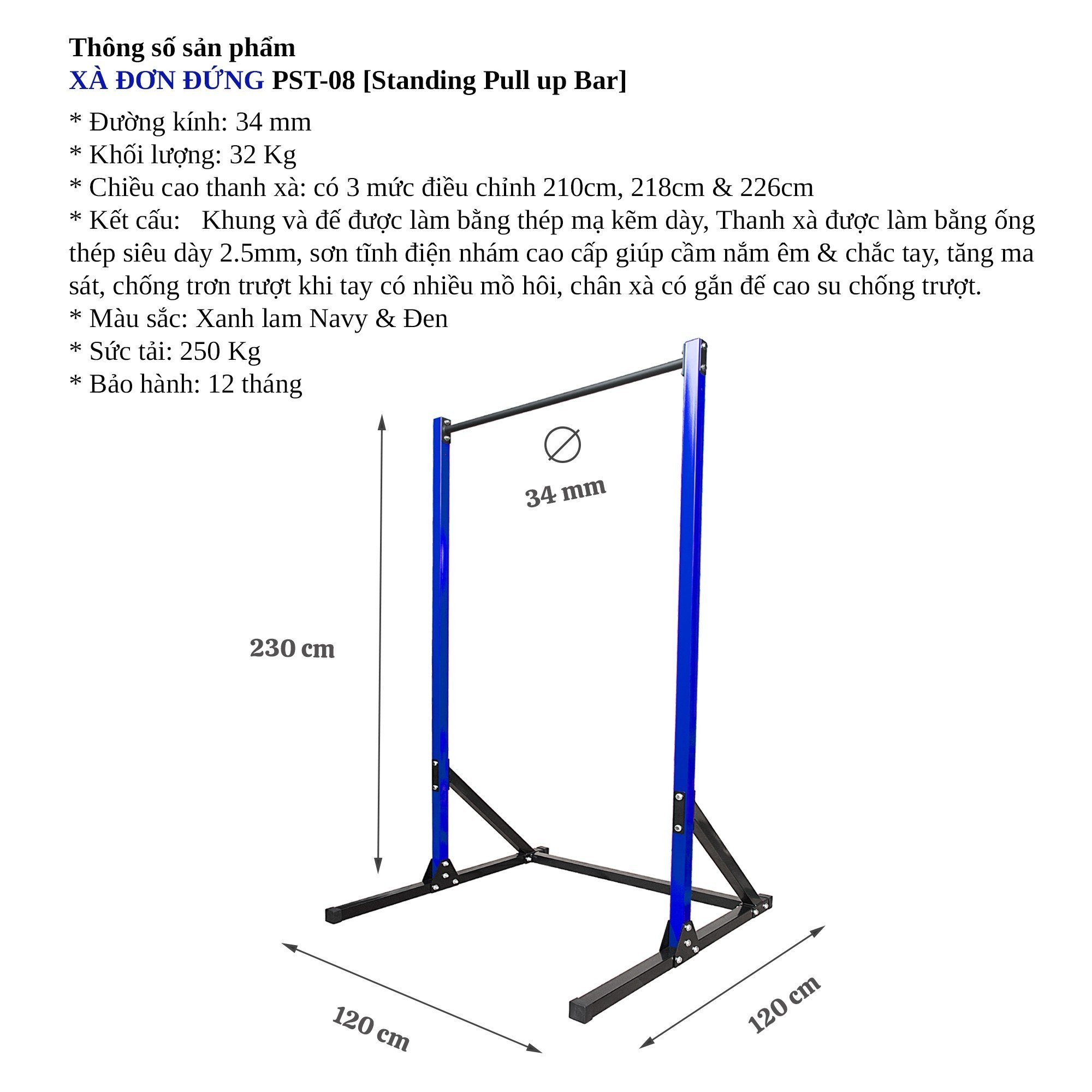 Xà đơn đứng - Standing Pull up bar Pocorrys PST-08