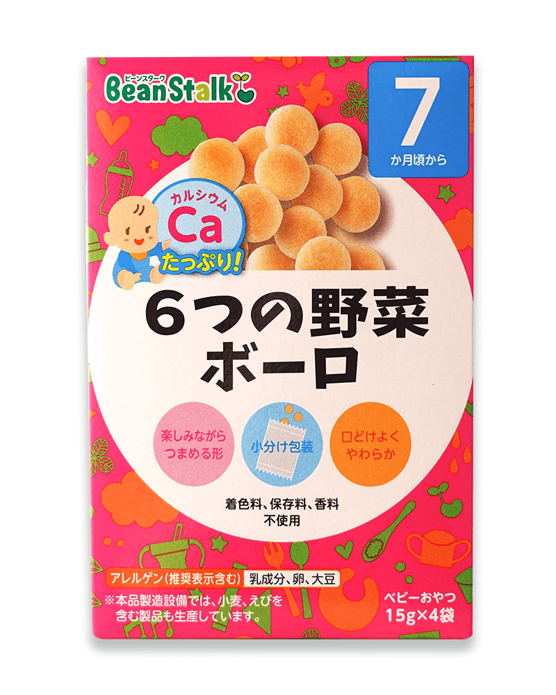 Bánh Trứng Bolo 6 Loại Rau Beanstalk Cho Trẻ Từ 7 Tháng Tuổi Hộp 4 gói x
