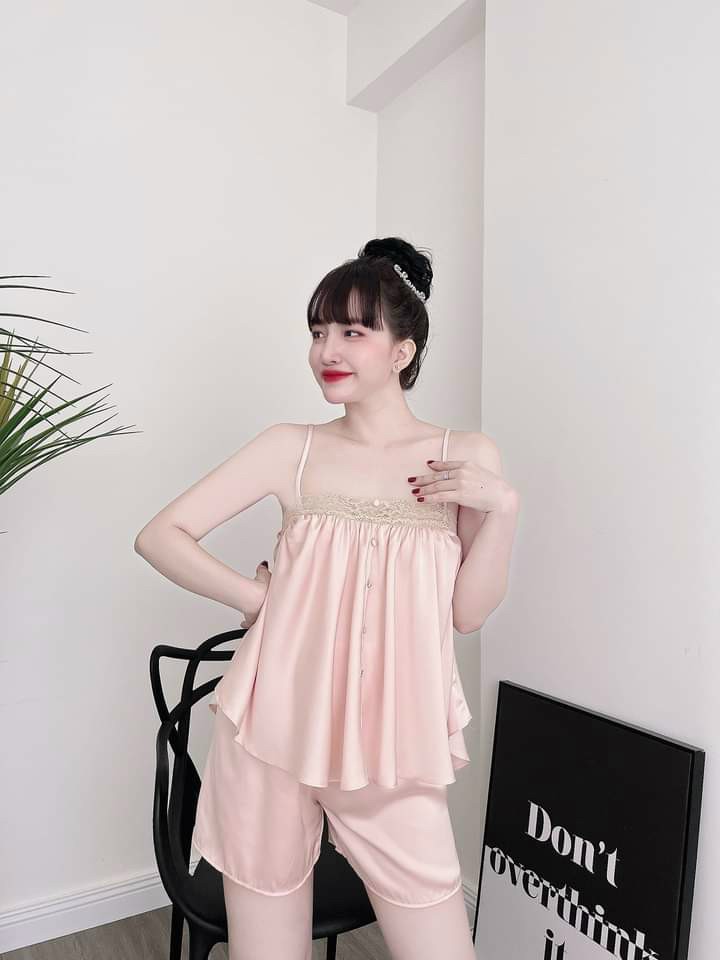 Đồ ngủ nữ sexy 2 dây dễ thương lụa satin cao cấp mặc thoáng mát