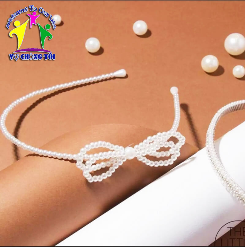 Băng đô nữ cute, cài tóc nữ ngọc trai, phụ kiện nữ Hàn Quốc, bờm tóc cho bé gái, cài tóc nơ ngọc trai siêu dễ thương - thương hiệu Vợ Chồng Tôi
