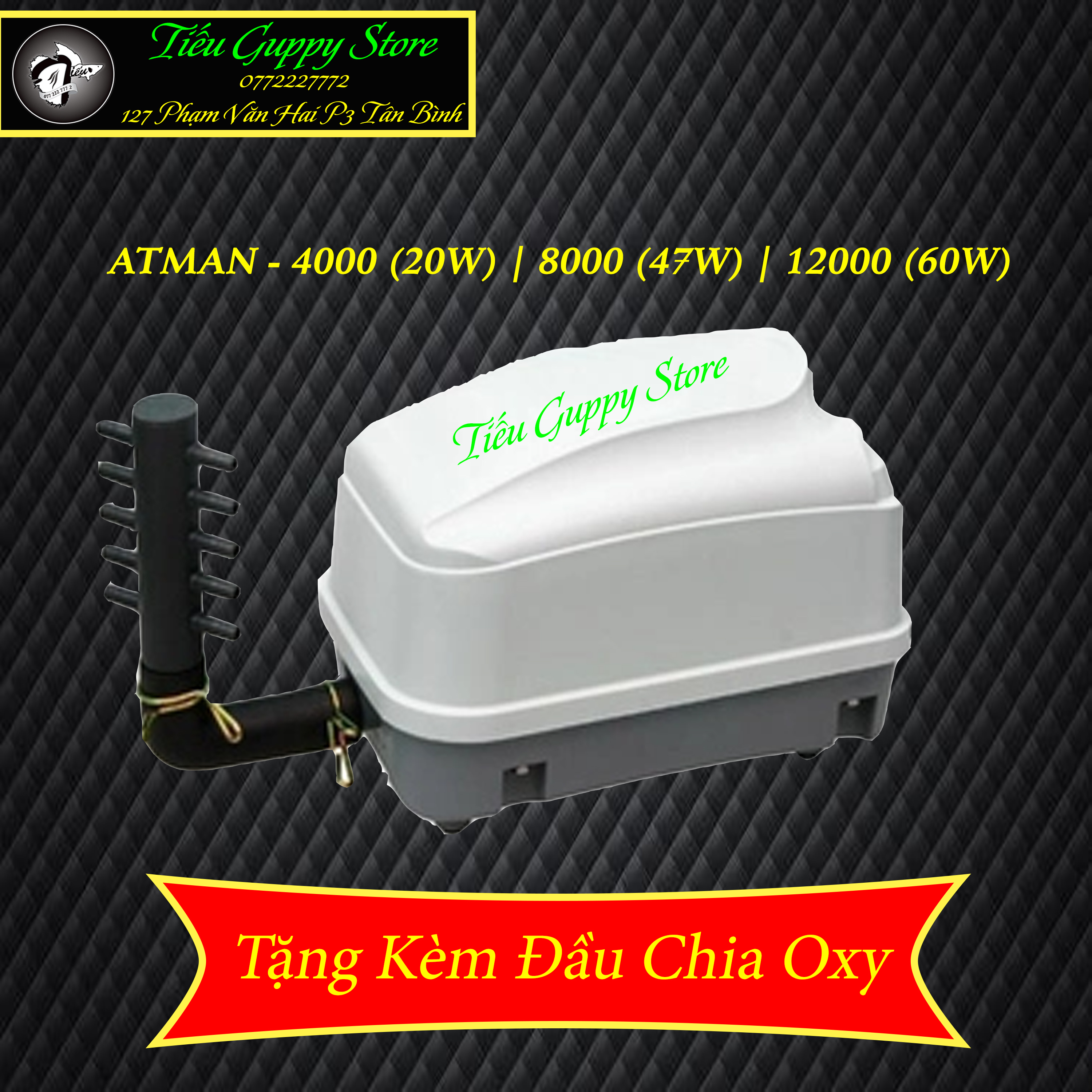 Máy sủi oxy siêu mạnh siêu êm atman hp-4000, 8000, 12000