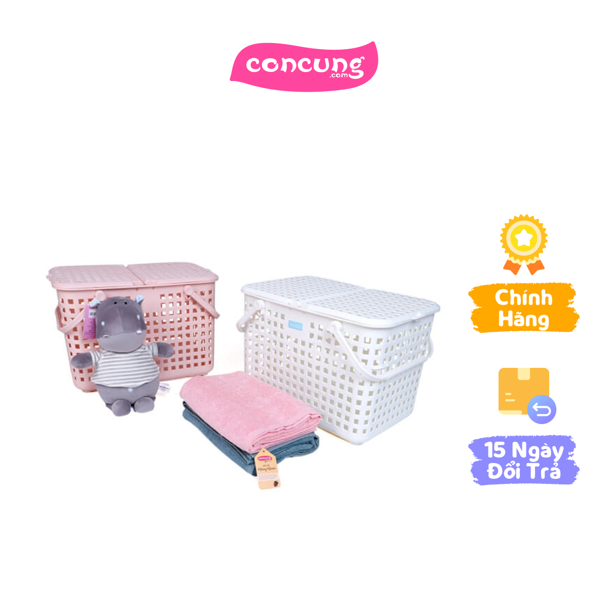 Giỏ xách quai giữa Nachi có nắp (INC, trắng)
