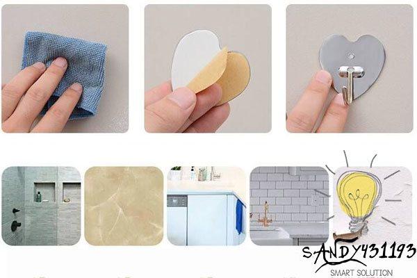 Móc Dán Tường Inox ( Bộ 10 móc dán )