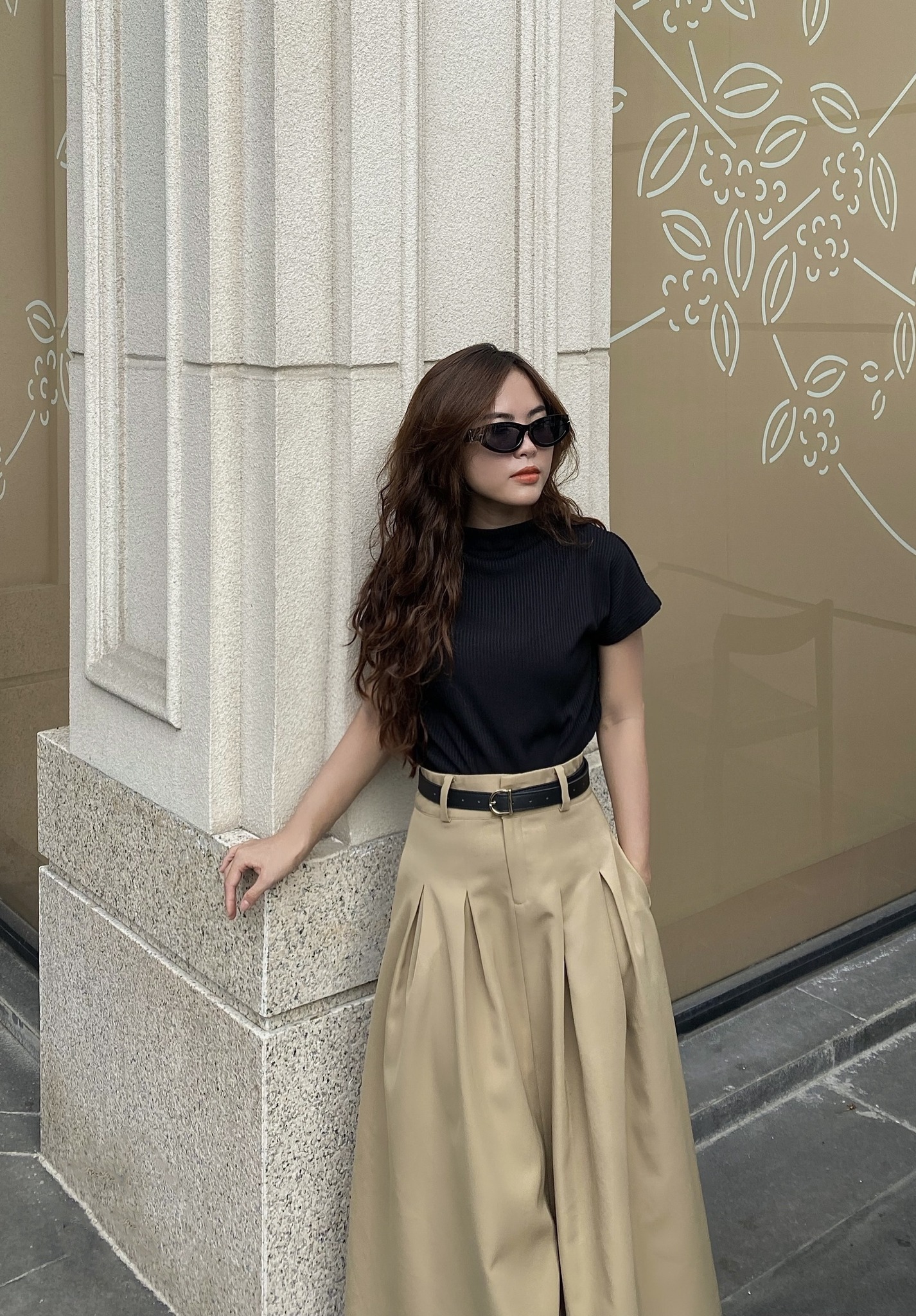 Áo thun thiết kế CHARMO vải thun len gân freesize Basic Wide Top