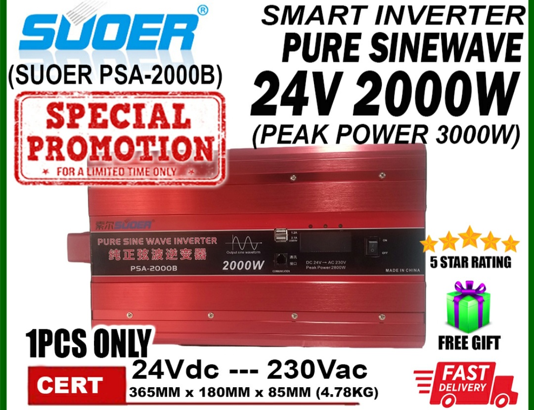 Bộ đổi điện sin chuẩn 2000W 24V sang 220V - PSA-2000B