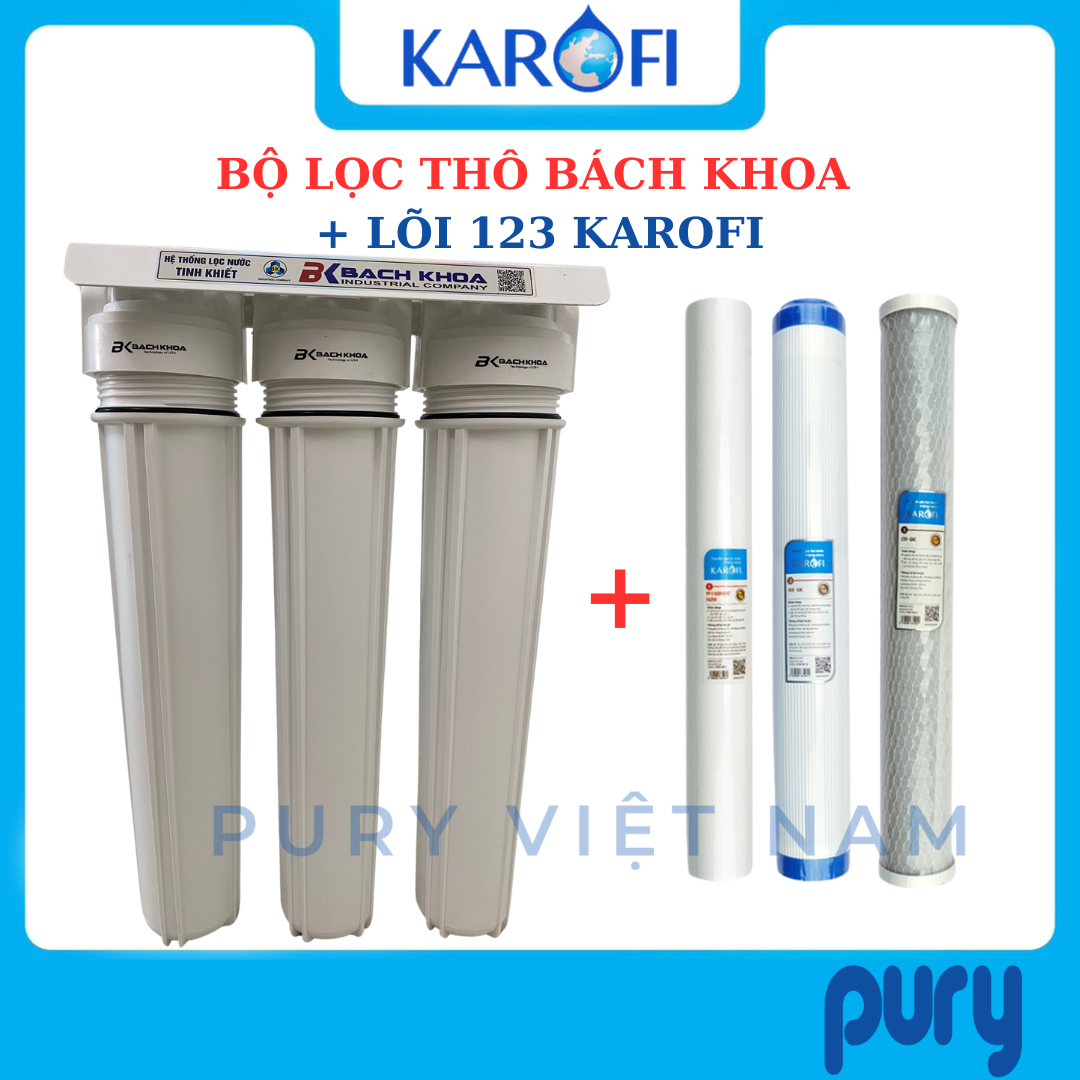 Bộ lọc nước sinh hoạt cao cấp, bộ lọc tổng đầu nguồn, bộ lọc chặn đầu nguồn, bộ lọc thô đầu nguồn 3 cấp 20 inch