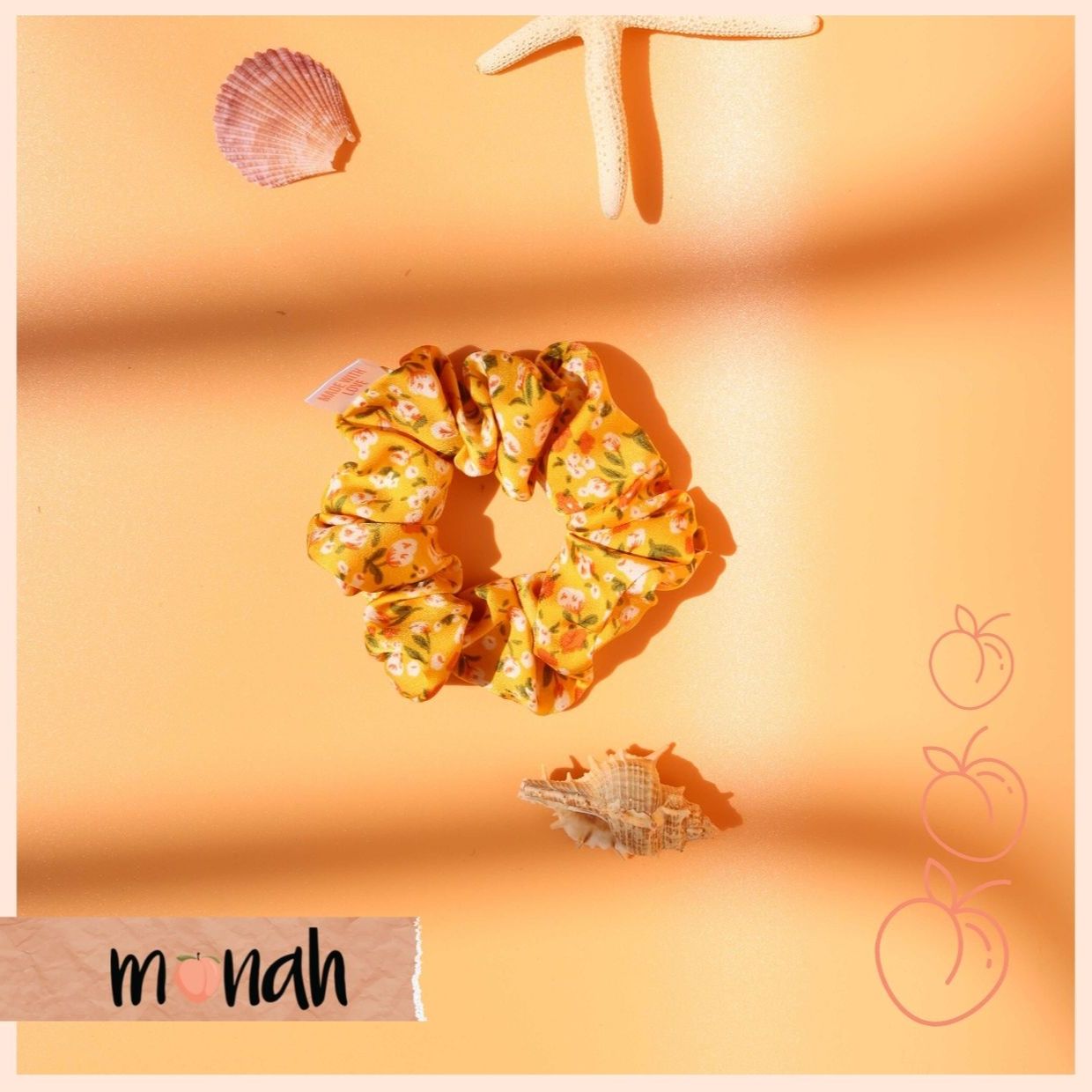 [HCM]Dây buộc tóc cột tóc scrunchie hoa vàng cá tính lụa hàn