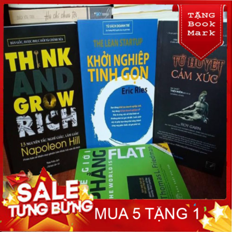 Mua SÁCH HAY - Combo 4 sách: 13 nguyên tắc nghĩ giàu làm giàu, Thế giới phẳng, Khởi nghiệp tinh gọn, Tử huyệt cảm xúc