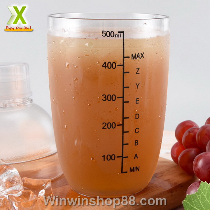 [FREESHIP MAX 15K][HCM]Bình Pha Dụng cụ pha chế Cocktail Shaker 530ML (Có Chia Vạch Đen)