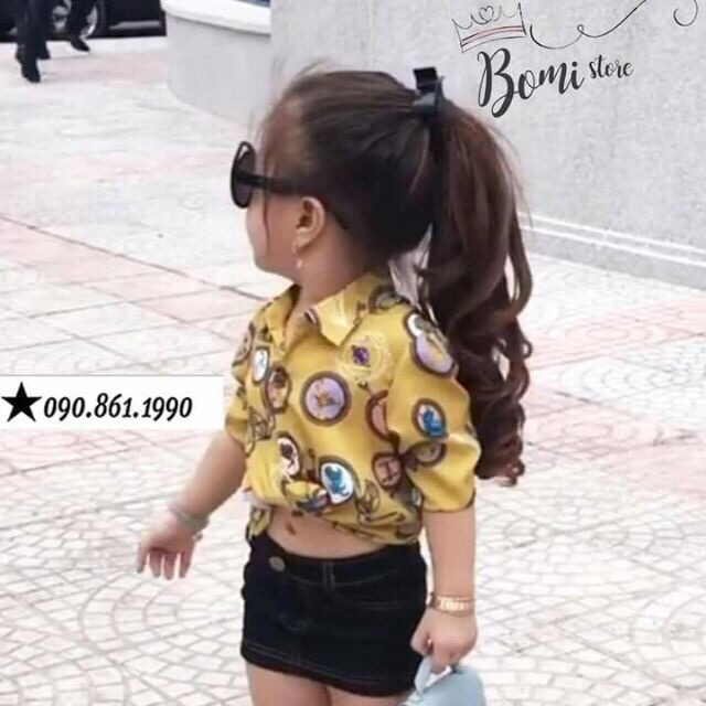 Tóc giả cột xoăn đuôi cho bé