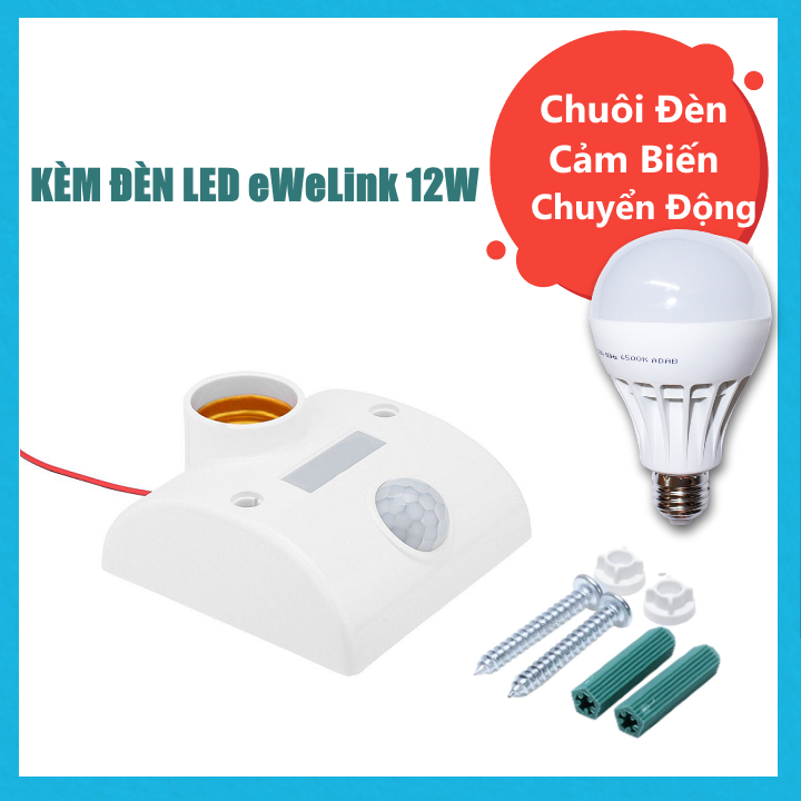 Bộ Bộ đèn siêu tiết kiệm điện 12W + Chuôi đèn cảm biến hồng ngoại
