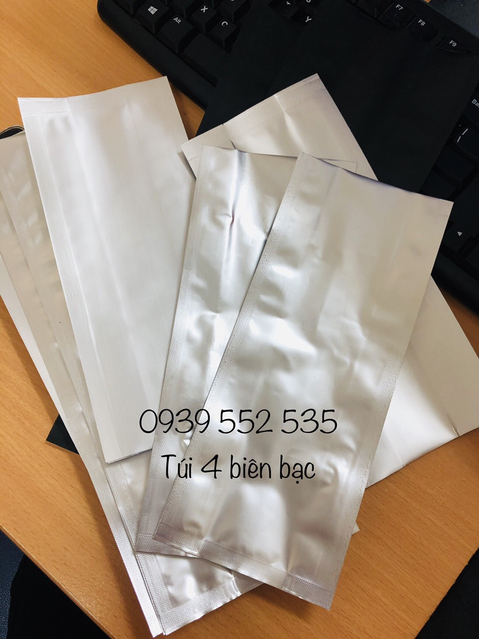 [1kg/size] Túi 4 biên bạc, túi đựng trà/cafe (full size)