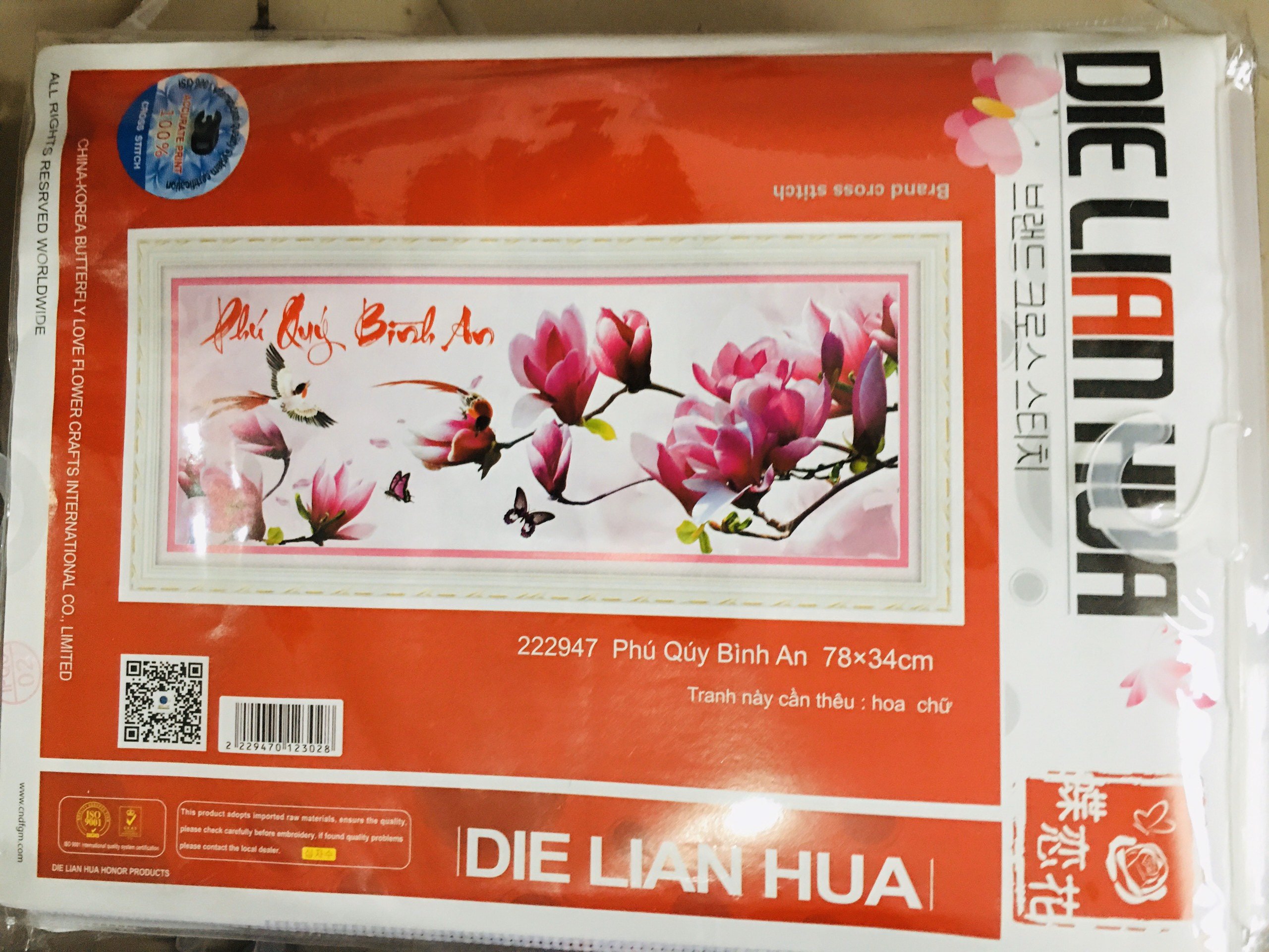 Tranh thêu hoa bình hoa monalisa-60*78 nhiều mẫu hoa