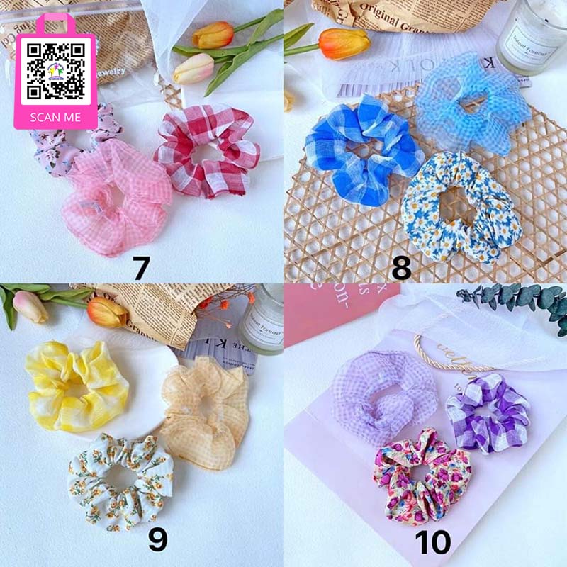 Dây buộc tóc nữ, dây thun cho bé gái, dây chun phụ kiện nữ Hàn Quốc, đồ cột tóc scrunchies caro siêu dễ thương - thương hiệu Vợ Chồng Tôi