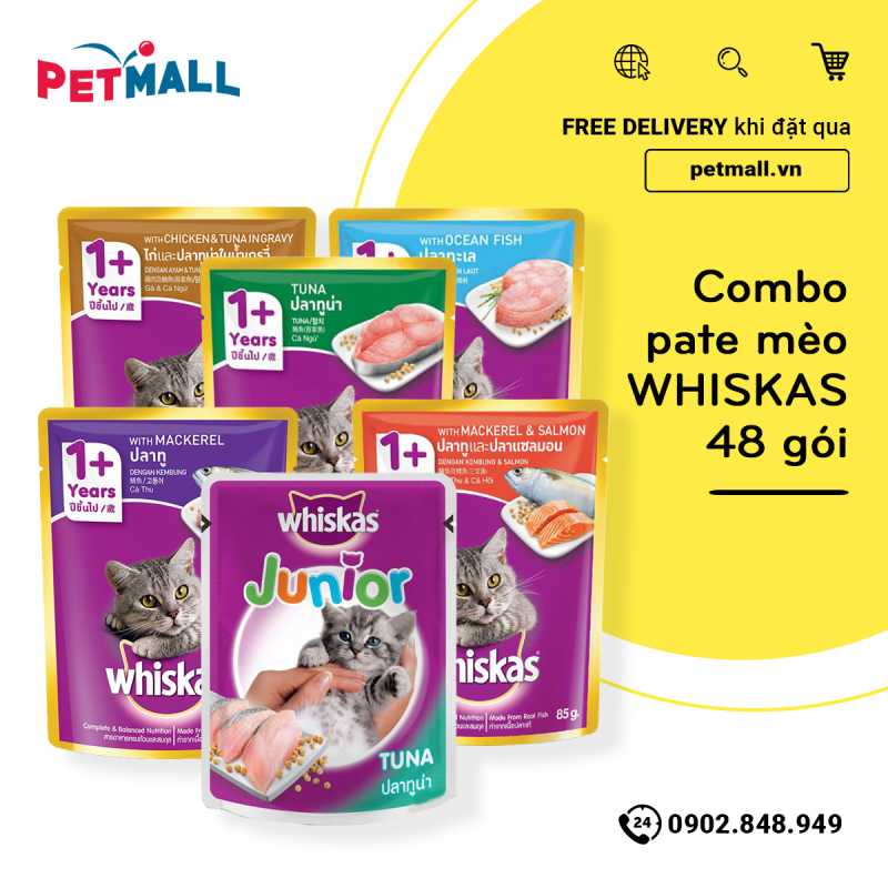 Combo pate mèo WHISKAS - 48 gói petmall