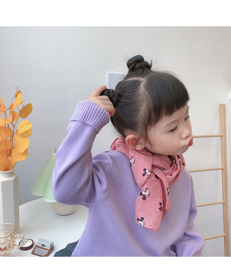 Khăn choàng lụa đũi cho bé gái, Khăn quấn cổ hàn quốc