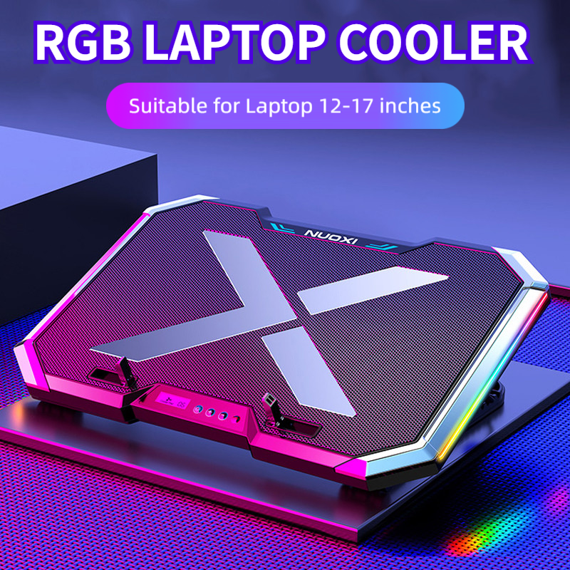 Bảng giá Free Shipping Gaming RGB Laptop Cooler Notebook Cooling Pad Super Mute 6 LED Fans Powerful Air Flow Portable Adjustable Laptop Stand Phong Vũ