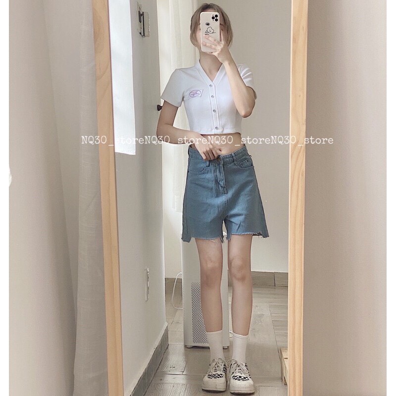 ☀️SET QUẦN JEANS NGỐ ULLZANG + CROP V LOGO