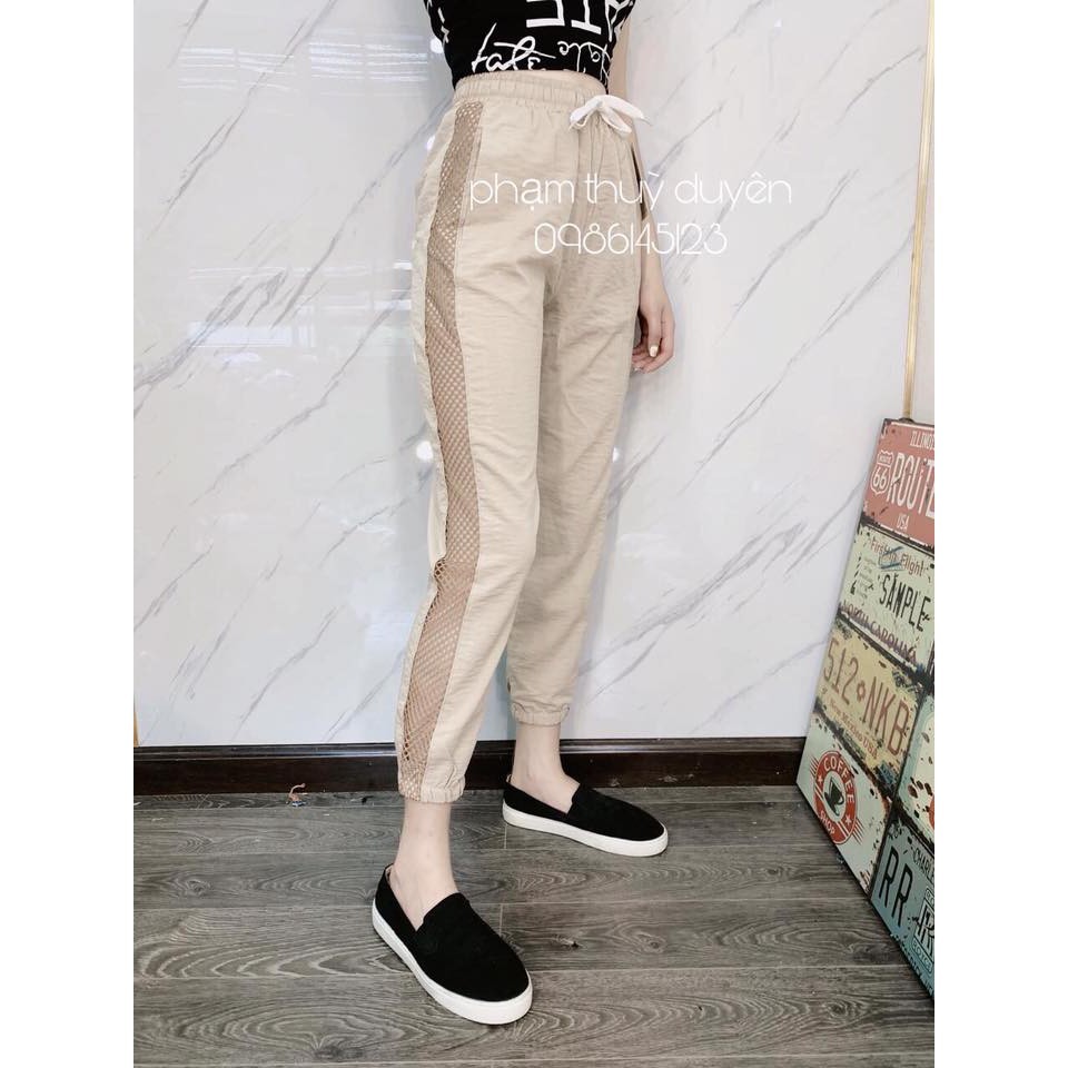 Quần Jogger Nữ Phối Lưới Sườn Cá Tính Mạnh Mẽ
