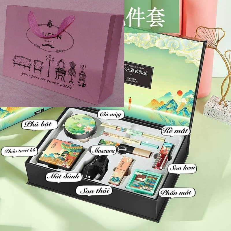 BỘ TRANG ĐIỂM MAKEUP B'ROLOAND 9 MÓN 9IN 1 ( LÀM QUÀ TẶNG CỰC SANG )