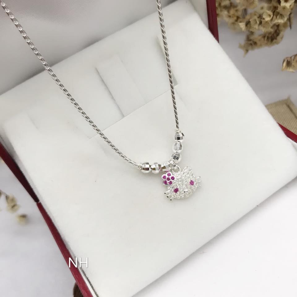 Dây chuyền bạc cho bé gái hình mèo kitty