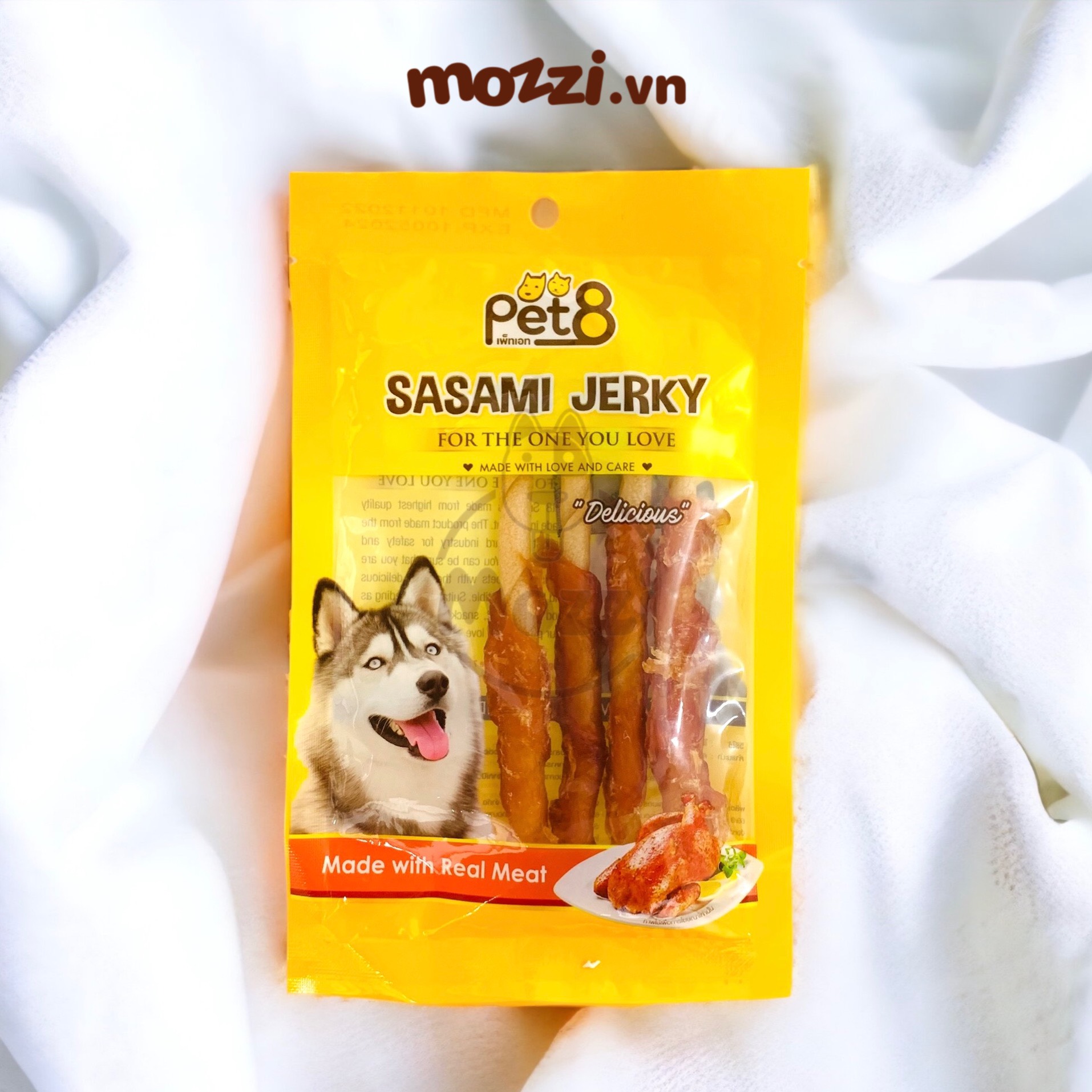 Pet8 sasami jerky gà sấy cho chó 50gr