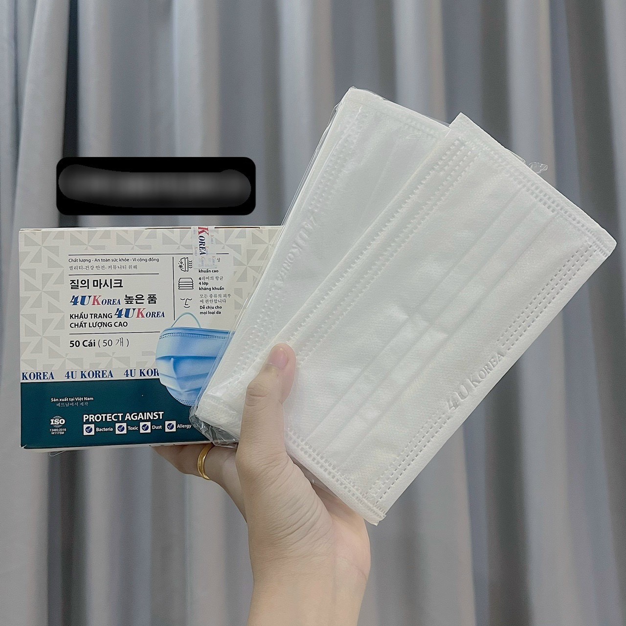 Hộp 50 chiếc khẩu trang Y tế 4U KOREA kháng khuẩn hàng 4 lớp dày đẹp