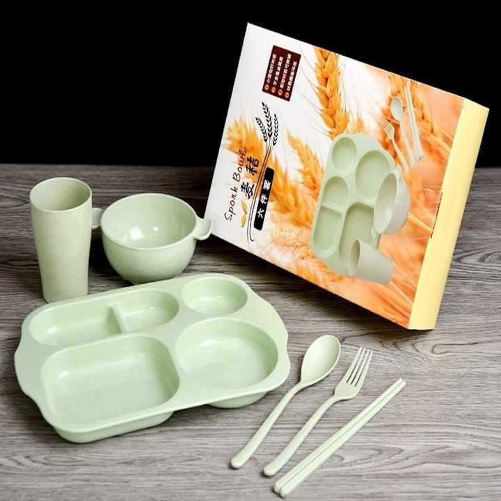 Khay cơm ăn dặm lúa mạch 6 chi tiết