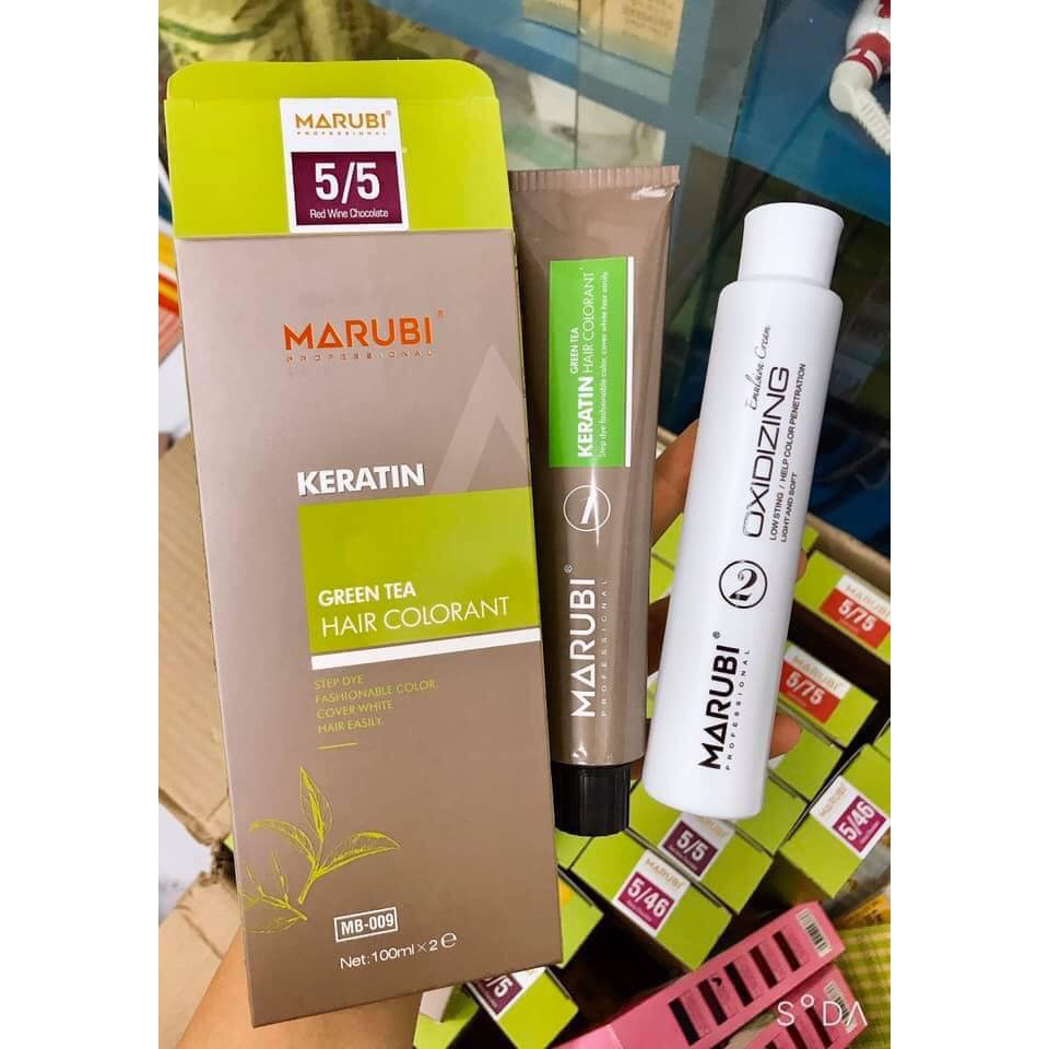 Thuốc nhuộm tóc phủ bạc keratin MARUBI 100ml x2