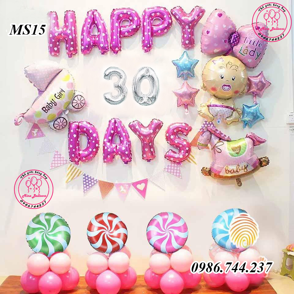 Set Bóng Trang Trí Đầy Tháng Cho Bé Yêu