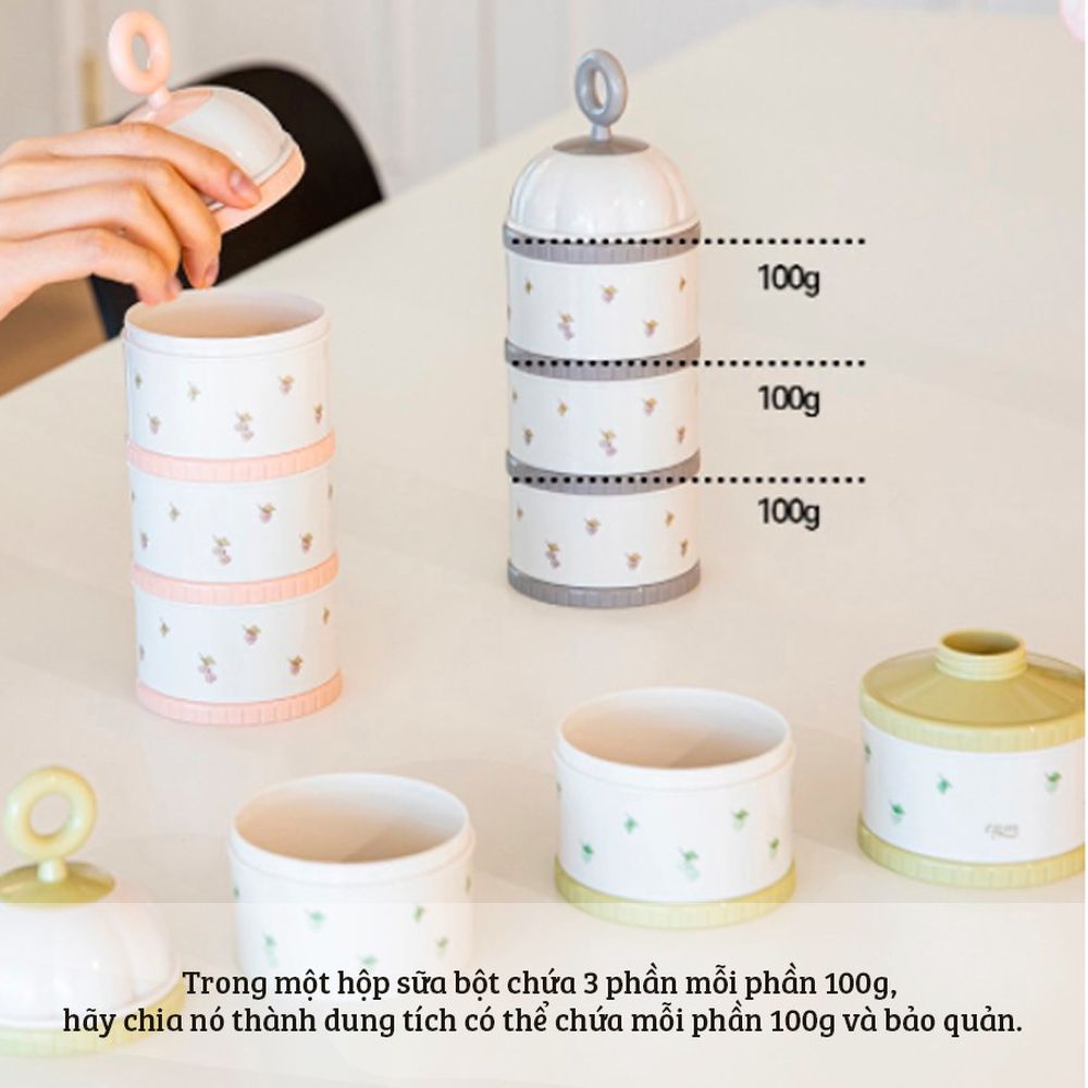 Hộp Chia Sữa 3 Ngăn Phong Cách Hàn Quốc