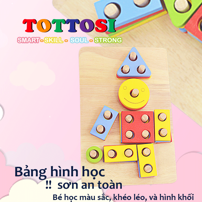 Toys geometric assembling 12 belong to Montessori wooden toy for baby's tottosi