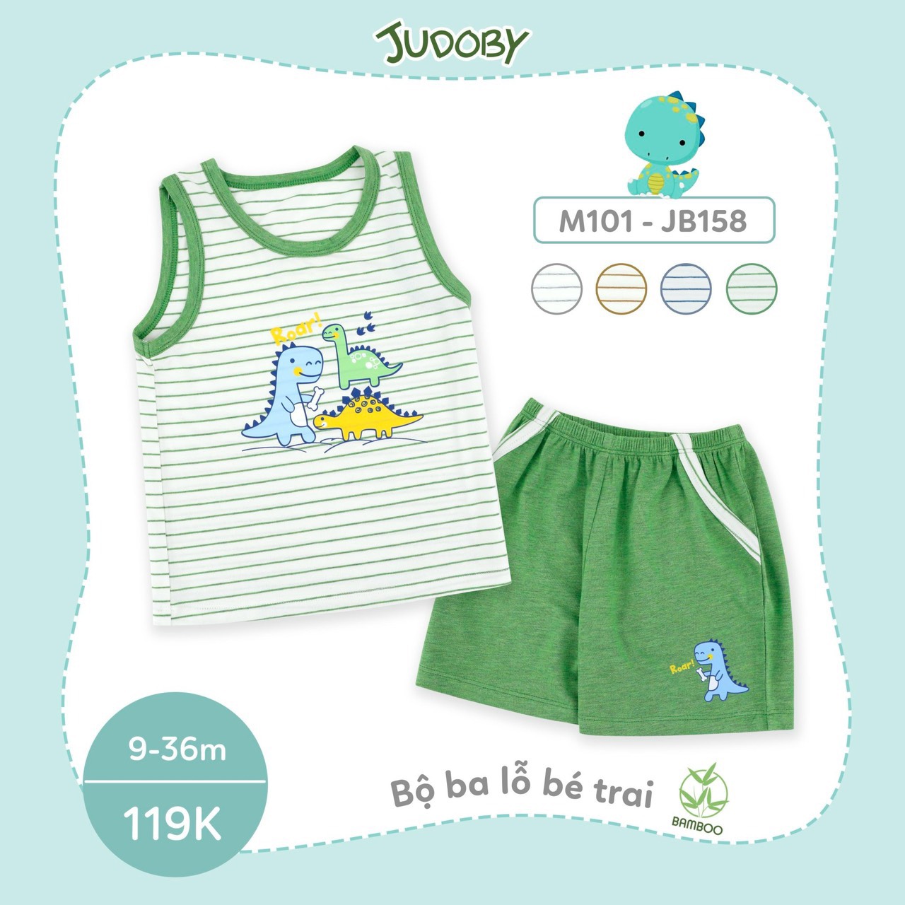 Bộ ba lỗ sát nách bé trai bamboo Dokma/ Judoby (6-36m) (DMB506 - DMB416 - DMB302 - JB158)