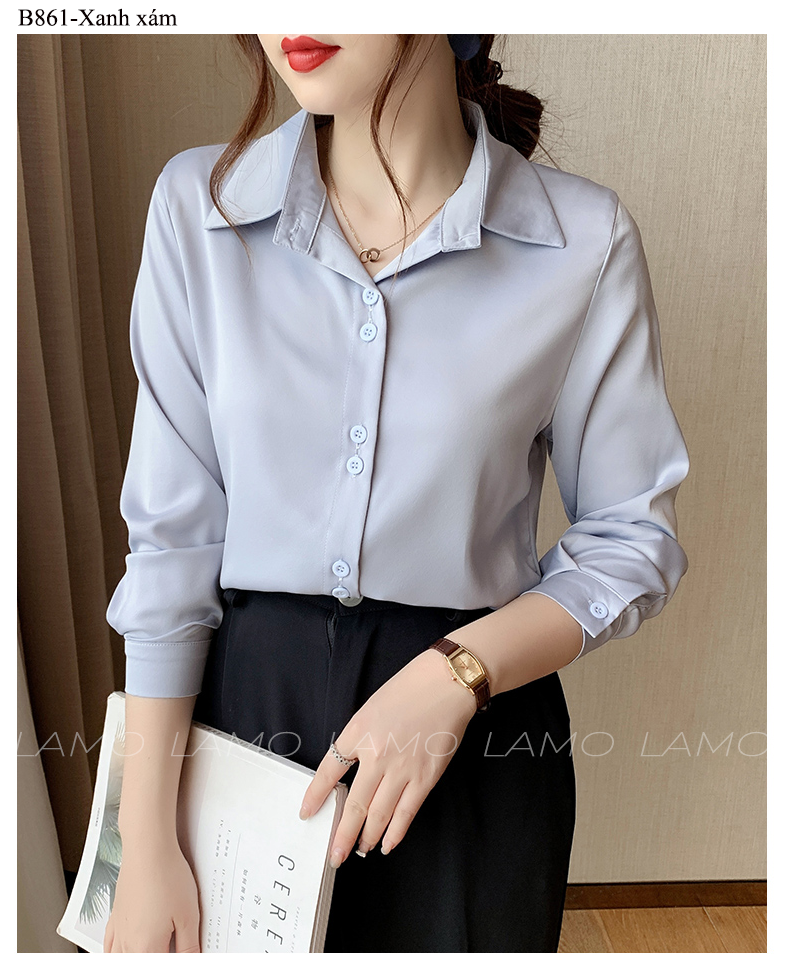 ÁO SƠ MI CÔNG SỞ NỮ NÚT ĐÔI LỤA NGỌC TRAI-B861