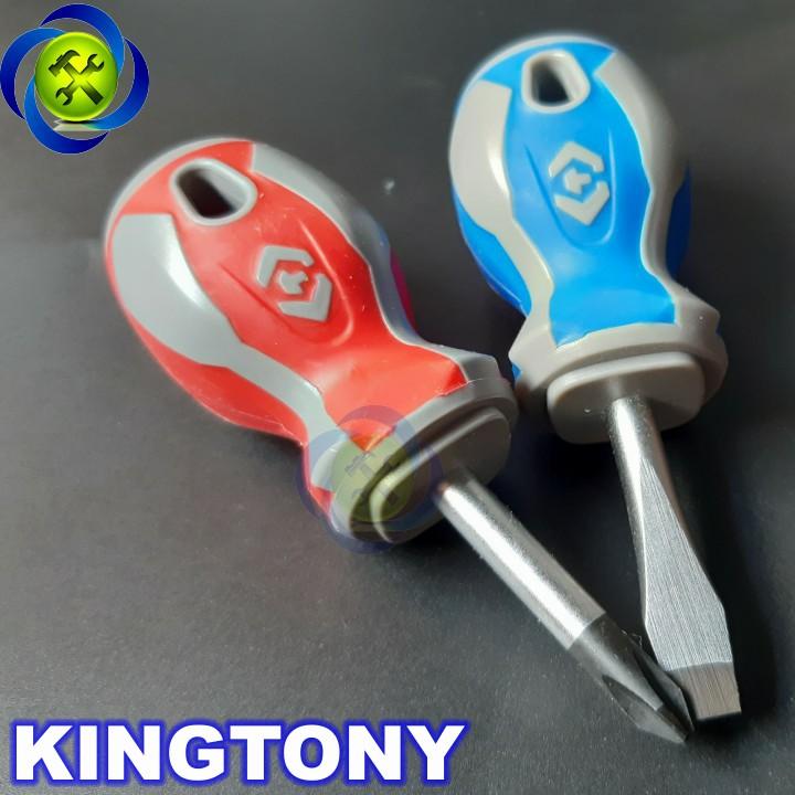 Cặp tua vít đầu bake và đầu dẹp lùn Kingtony màu đỏ + xanh