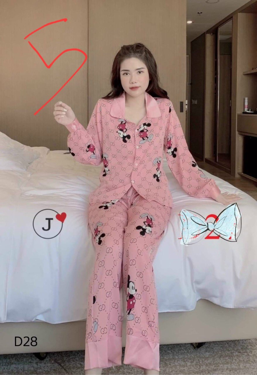 Bộ lụa Pijama lụa loại 1 chất mềm mịn, mát + Ảnh thật ,Bộ Lụa Mango dài tay