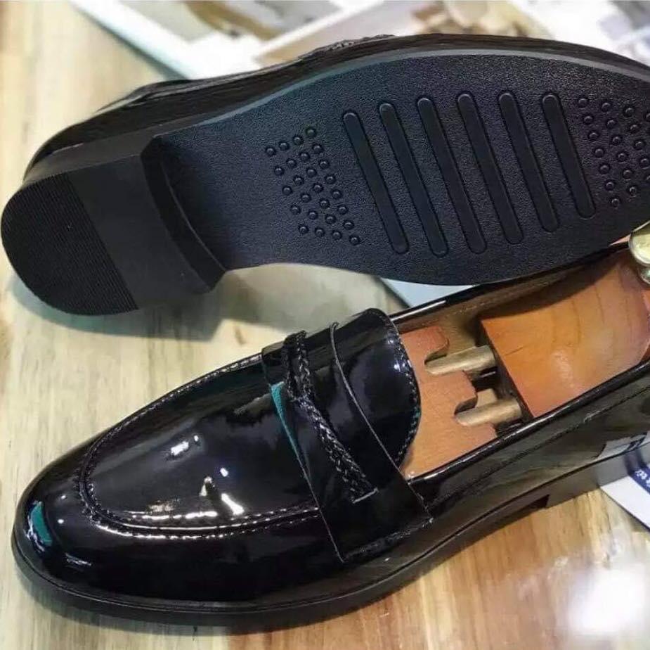 Giầy lười da bóng dây tết nam