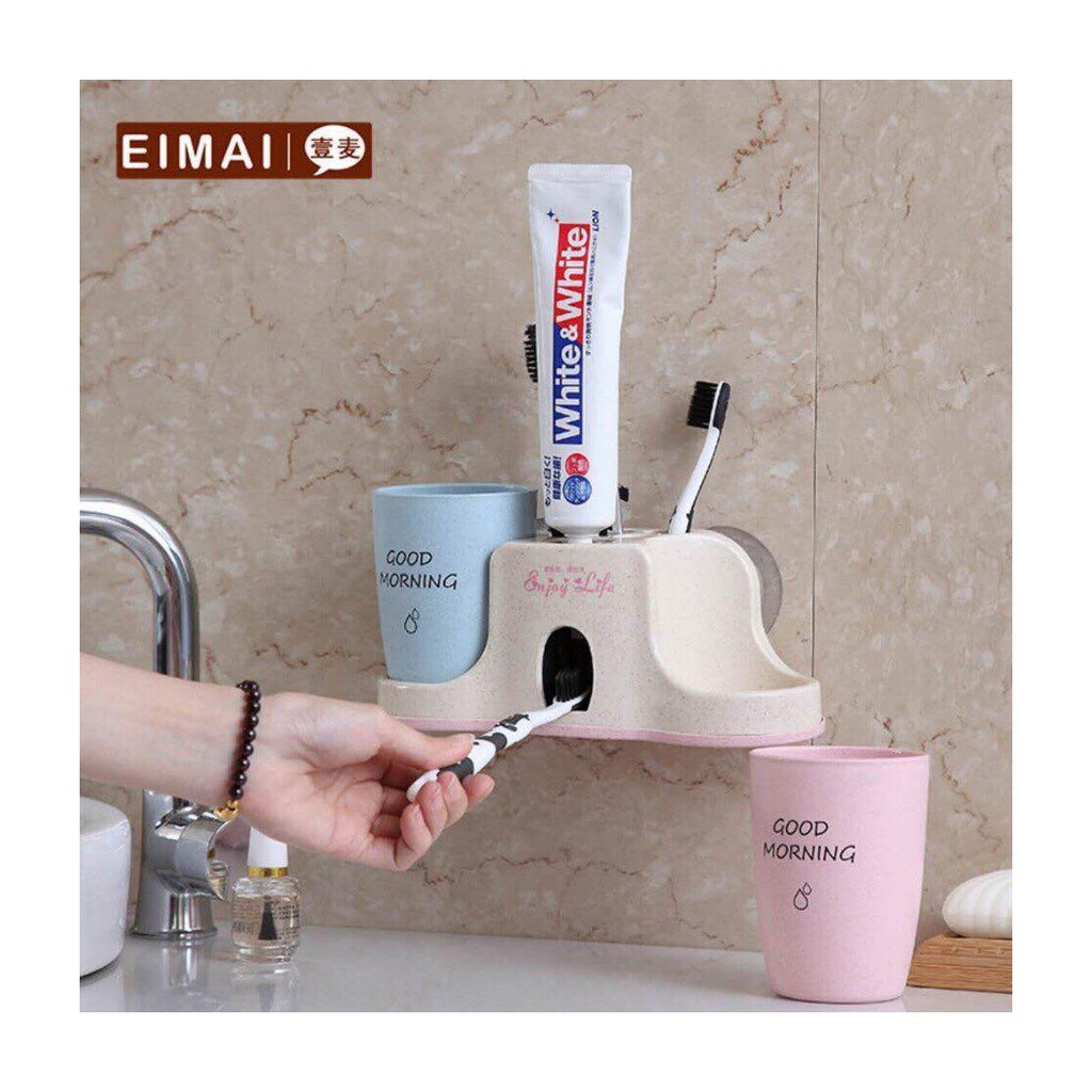 Bộ nhả kem đánh răng lúa mạch kèm 2 cốc