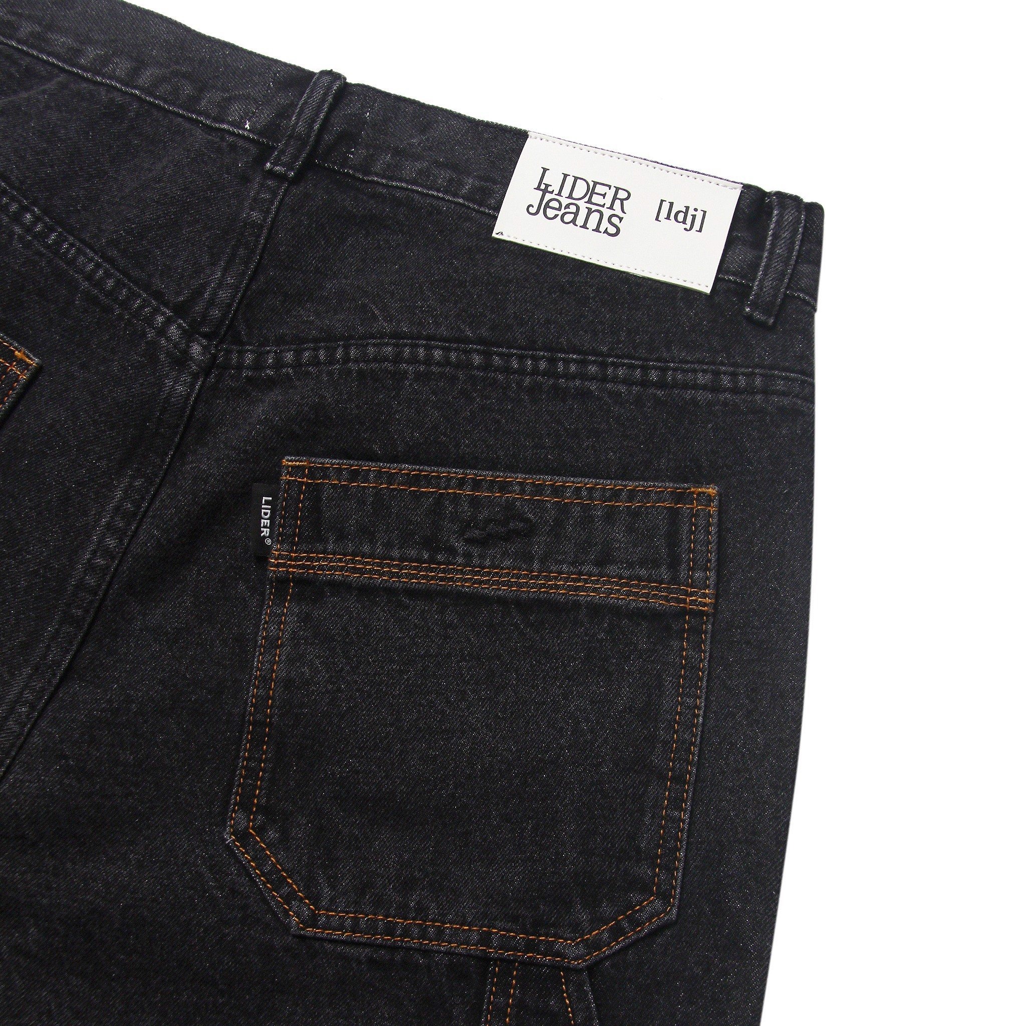 CARPENTER DENIM SHORTS - Washed Black