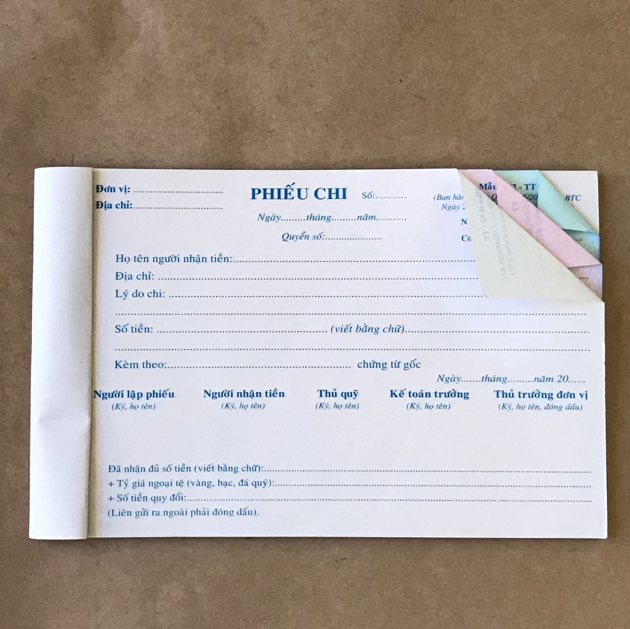 PHIẾU THU CHI 3LIÊN KHỔ 13X19CM (LỐC 10 QUYỂN)
