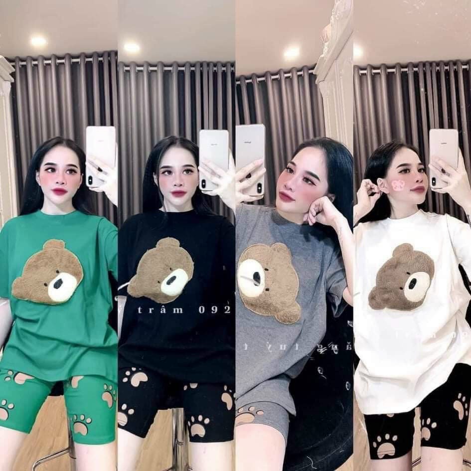 ❤️CÓ BIGSIZE TỚI 85KG❤️ Đồ bộ nữ quần lửng legging thun cotton co giãn Set đồ bộ nữ gấu mặc nhà dễ thương bigsize  B03