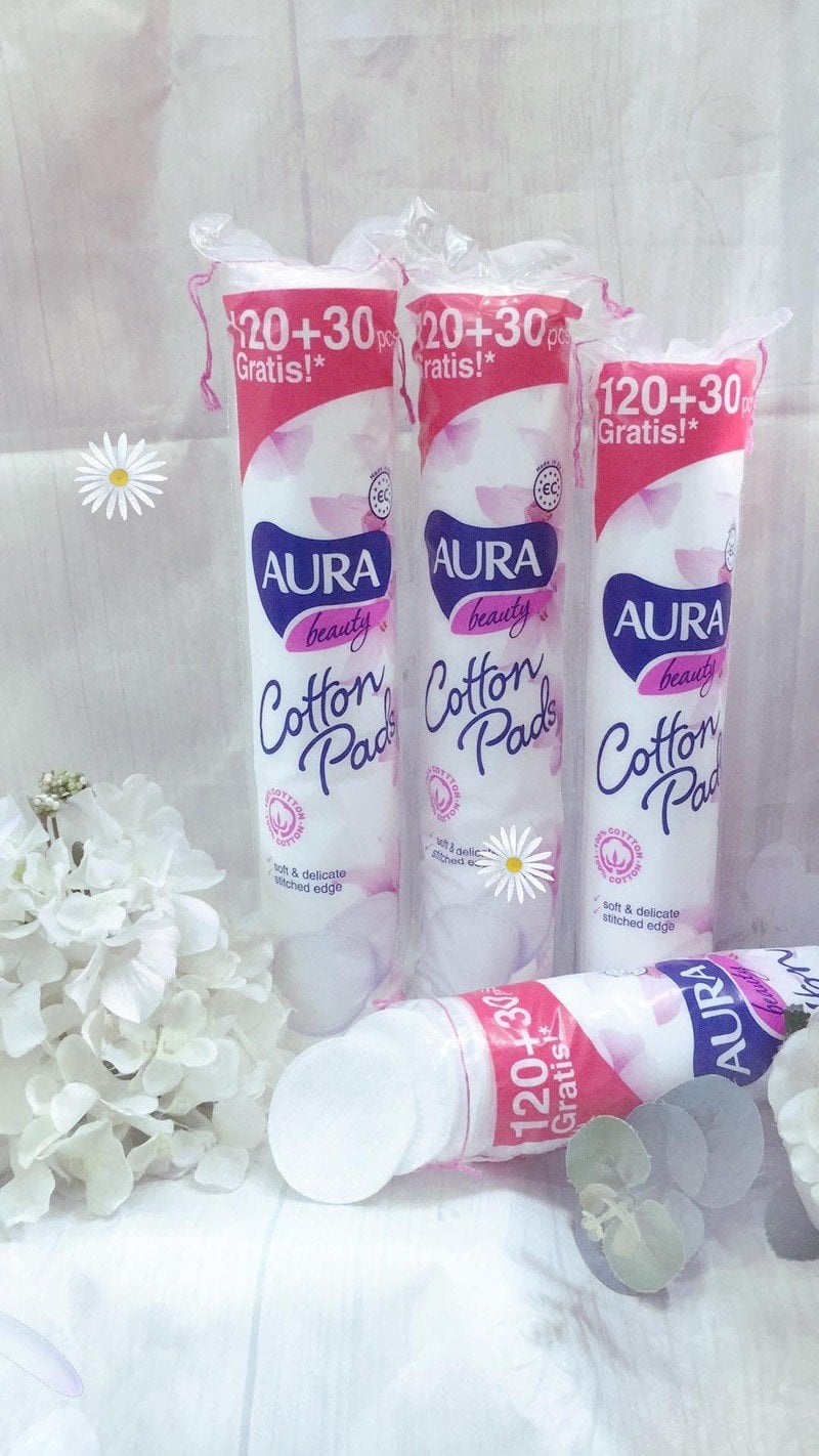 combo 5  Bông tẩy trang Aura Beauty 120+30 miếng